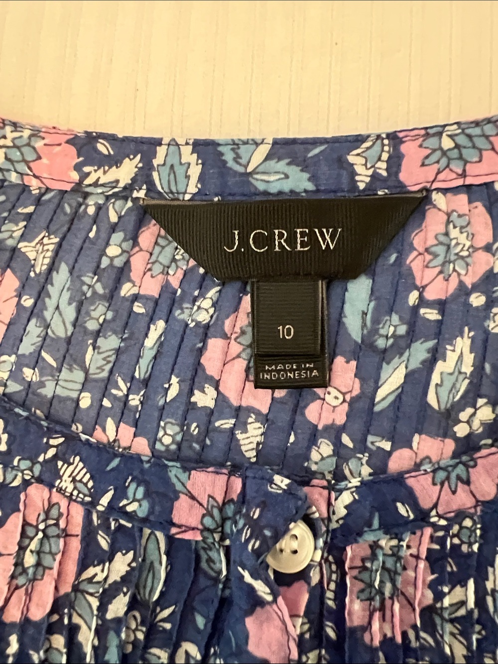 J. Crew Navy Floral Peasant Blouse with Pink Flowers - Picture 2 of 7